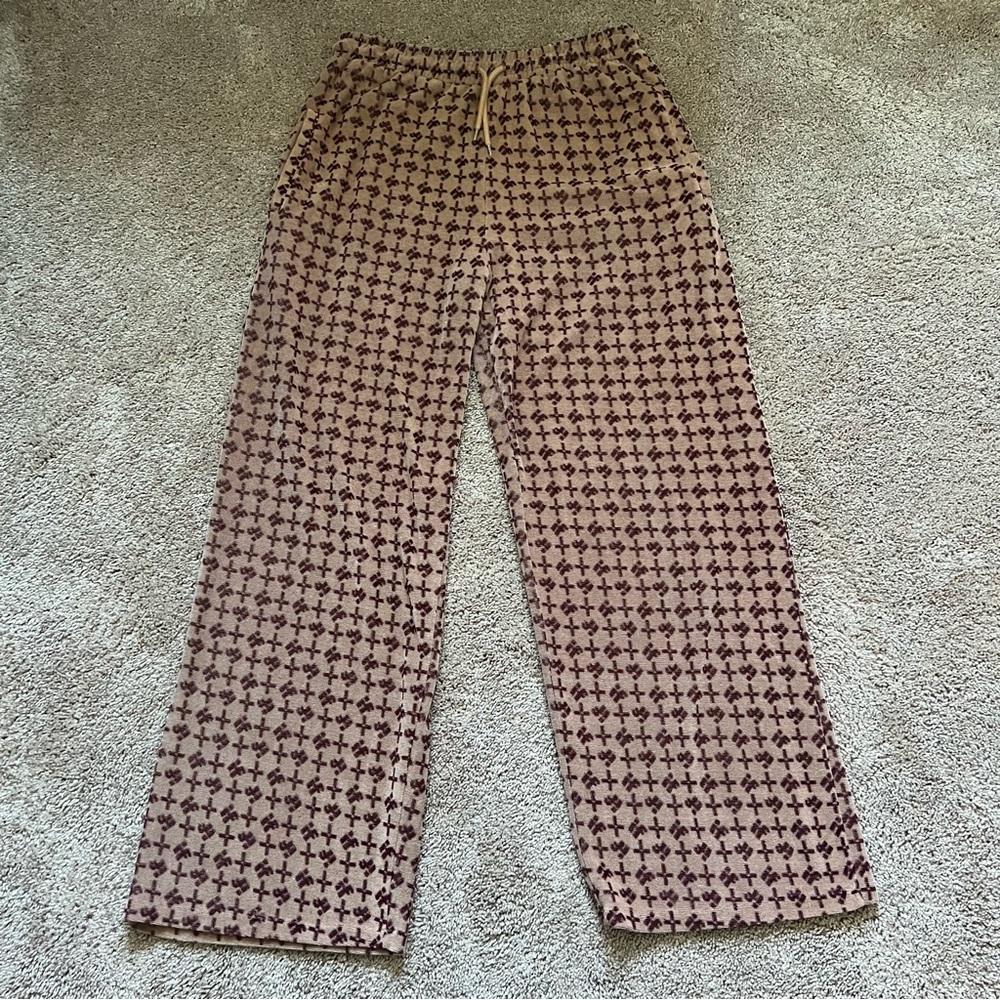 iets frans Monogram velour wide leg track pant | size Large